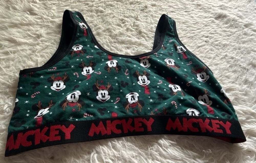 Torrid Disney Mickey Mouse Christmas Holiday Print Cotton‎ Scoop Bralette